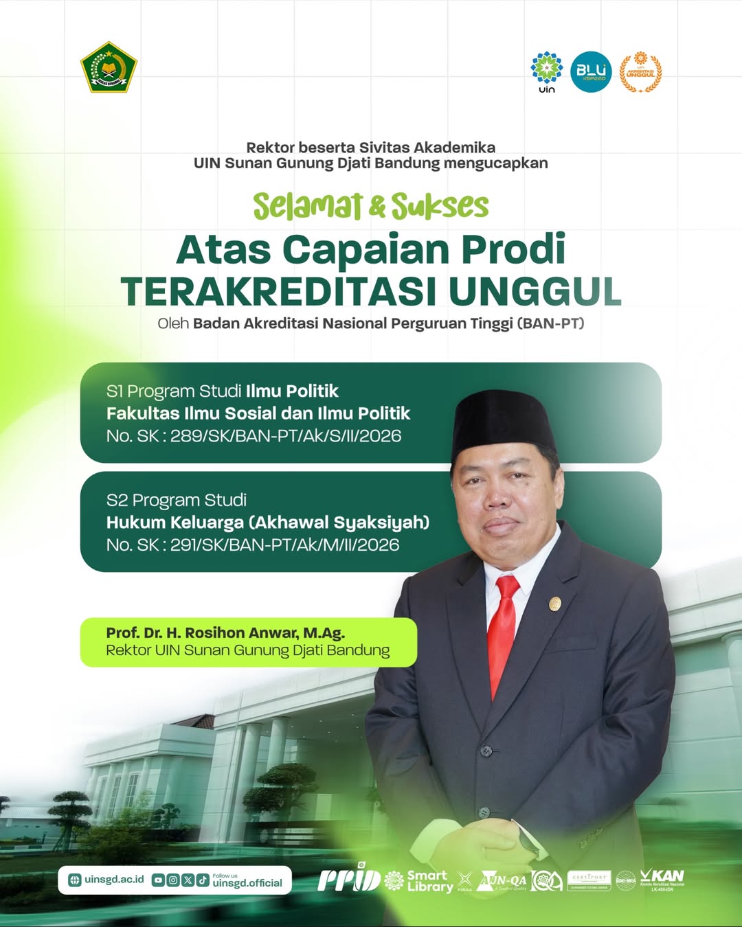 Selamat! Prodi Ilmu Politik UIN Bandung Raih Akreditasi Unggul dari BAN-PT